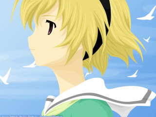 Blonde anime girl green shirt - a anime character free wallpaper