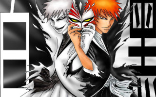 Anime characters black white faces - painted free wallpaper