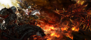 Fire demon flames battle embers - epic fantasy free wallpaper
