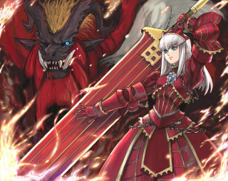 Woman red dress sword demon 6 - a sword next free wallpaper