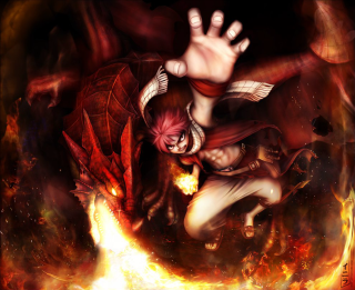 Woman red dress flying arms 2 - dragon art free wallpaper