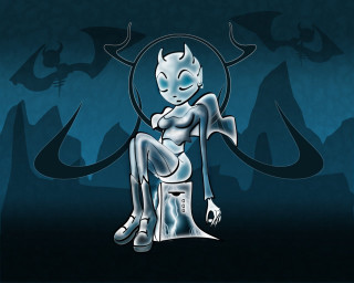 Cartoon character stool demon back - a stool free wallpaper