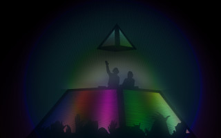 People pyramid rainbow light shining - beeple free wallpaper