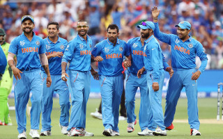 Group men blue uniforms field - their hands in free wallpaper