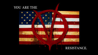 Red circle black background resistance - dystopian art free wallpaper