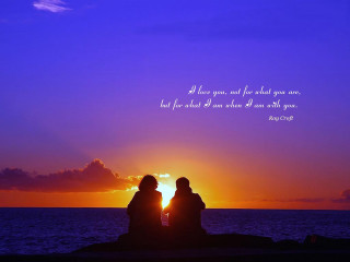 Two people rock watching sunset - cleve gray free wallpaper