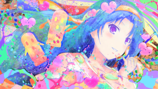 Woman blue hair colorful background - neofauvism free wallpaper