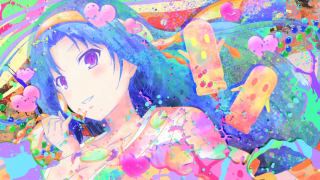 Blue hair colorful background hearts - heart free wallpaper