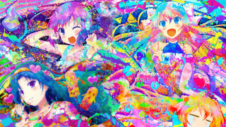 Anime girls colorful bed vivid - vivid color free wallpaper