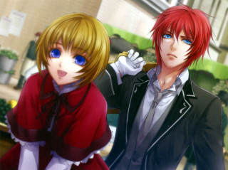 Anime characters city street formal - a black suit free wallpaper