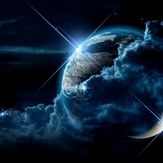 Blue planet stars clouds moon - bright free wallpaper