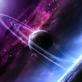 Purple blue space saturn star - a detailed matte painting free wallpaper