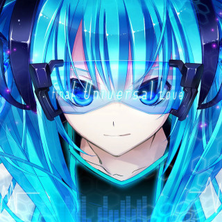 Anime blue hair headphones character - anime visual free wallpaper