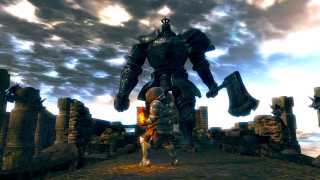 Giant robot walking stone wall - a giant robot free wallpaper