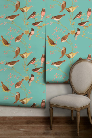Chair wall birdpattern wallhanging rococo - bird free wallpaper