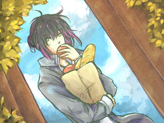 Anime character holding food tree - scenery free wallpaper