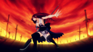 Woman black white sword red 2 - cross free wallpaper