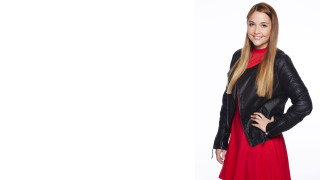 Woman red dress black jacket 2 - christian hilfgott brand free wallpaper