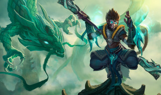 Man sword dragon cloudy sky - a sword and a dragon free wallpaper
