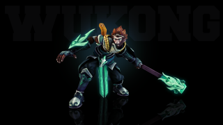 Man green sword black background - league of legends concept art free wallpaper