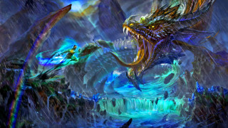 Dragon rain waterfall background waterfall - anne stokes free wallpaper for desktop