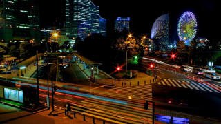City street night ferris wheel - a city street free wallpaper