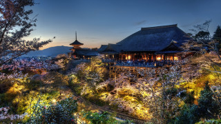 Building roof tower clock night - japan eishōsai chōki free wallpaper