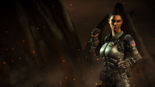 Futuristic woman gun dark background - a futuristic suit holding free wallpaper for desktop