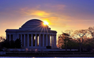 Dome building sunset sky water - digital free wallpaper for desktop