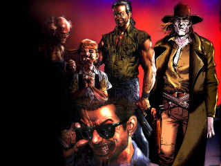 Group man hat sunglasses standing - western free wallpaper