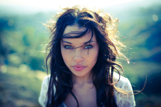 Woman long hair white shirt 54 - the wind free wallpaper for desktop