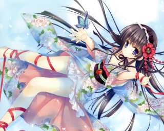 Woman dress butterfly shoulder flower - a woman in a dress free wallpaper