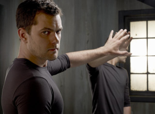 Man standing window hands outside - the side of the room free wallpaper