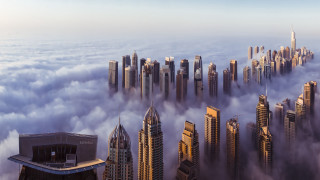 City clouds skyscrapers sky background - cloud below free wallpaper