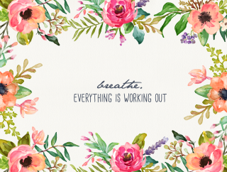 Watercolor floral frame breathe everything - a cross stitch free wallpaper