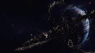 Large spaceship nighttime people lights - the side of the ship free wallpaper