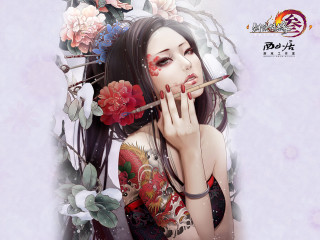 Woman cigarette flowers neck arm - art station free wallpaper