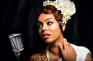 Woman flower microphone holding face - harlem renaissance free wallpaper