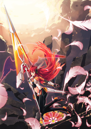 Girl sword flower rock sky - a rock free wallpaper