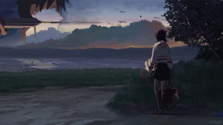 Woman dirt road tree water - atey ghailan free wallpaper