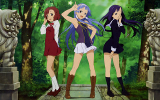 Anime girls forest trees rocks 2 - something free wallpaper