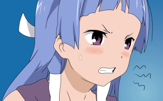 Anime girl blue hair angry - tachisme free wallpaper