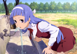 Girl school uniform water faucet - the background free wallpaper