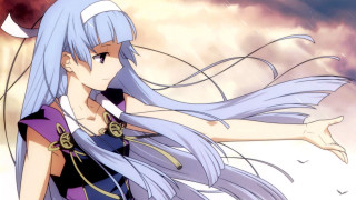 White haired purple dress rain - gold free wallpaper