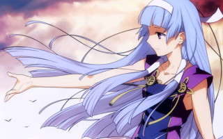 Woman blue hair purple dress - long blue hair free wallpaper