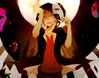 Woman mask head redshirt fullmoon - full free wallpaper