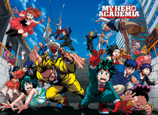 Anime characters group photo building 2 - a bunch of anime characters free wallpaper