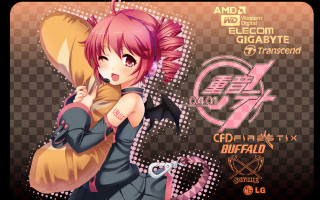 Pink haired girl hugging object - a large object free wallpaper