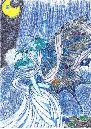 Woman bird moon drawing artistic - an anime drawing free wallpaper