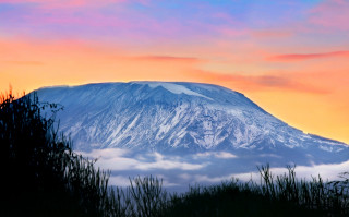 Snowy mountain clouds sunset pink - a pink sky in the background free wallpaper